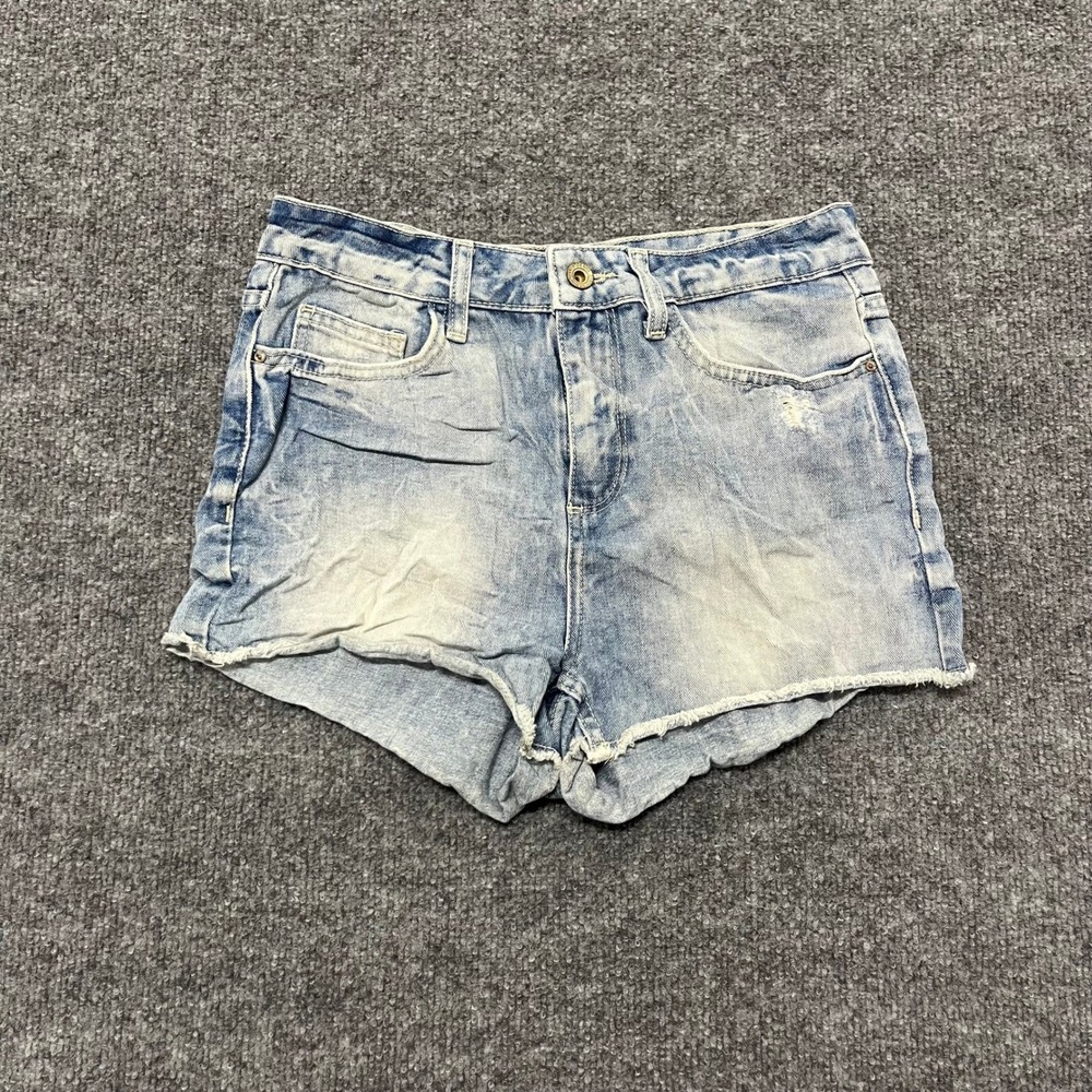 Zara Denim Shorts Womens Size 4 Light Wash Distressed Raw Hem Casual Summer